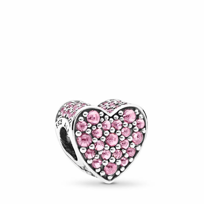 Pandora Pink Dazzling Heart Charm NZ Sale, Sterling Silver (901483-JQO)